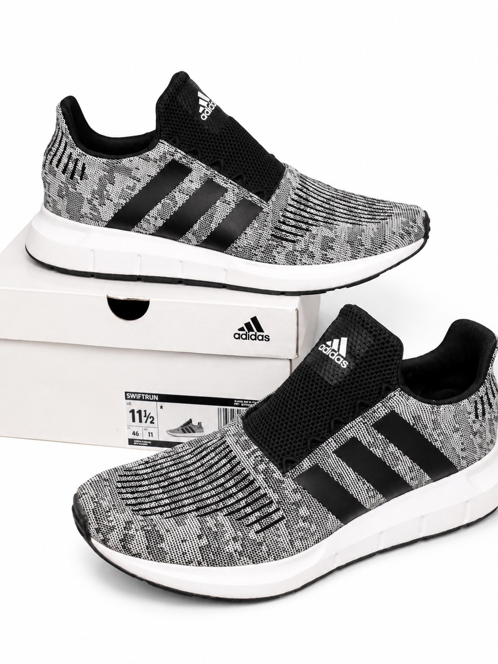 Adidas men’s Black & Gray Slip-On SwiftRun Running Shoes